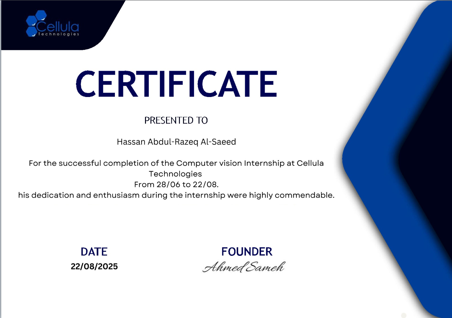 Computer Vision Internship Program